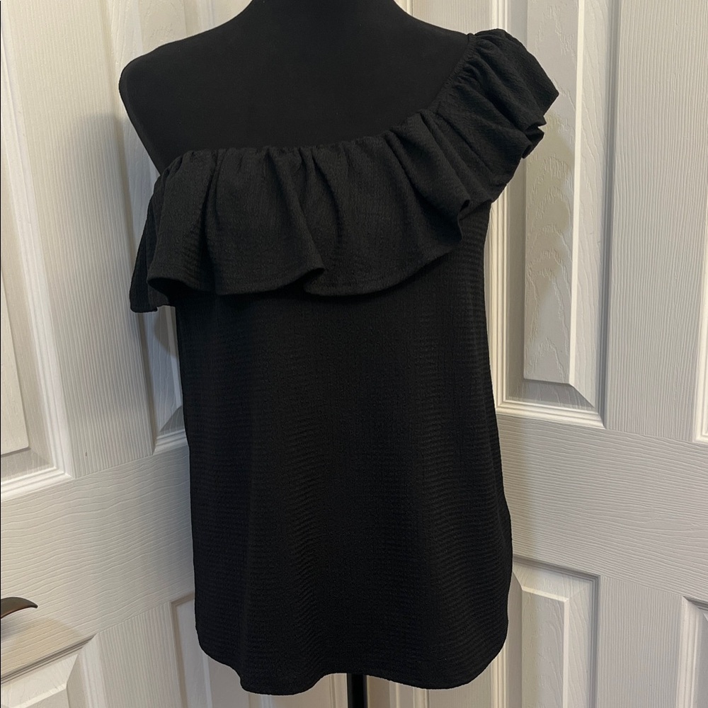 Chic Black Ruffle Off-Shoulder Blouse